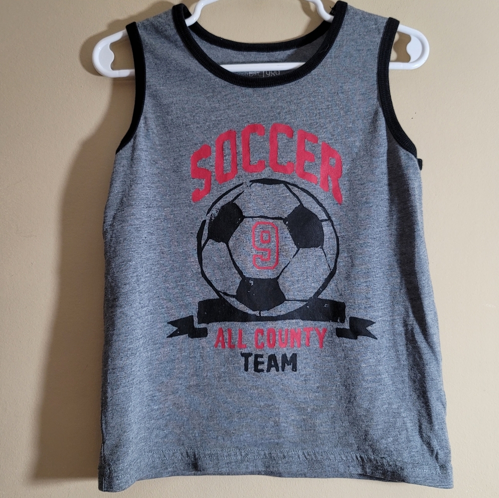 Gray Athletic Tank Top with Soccer Graphic